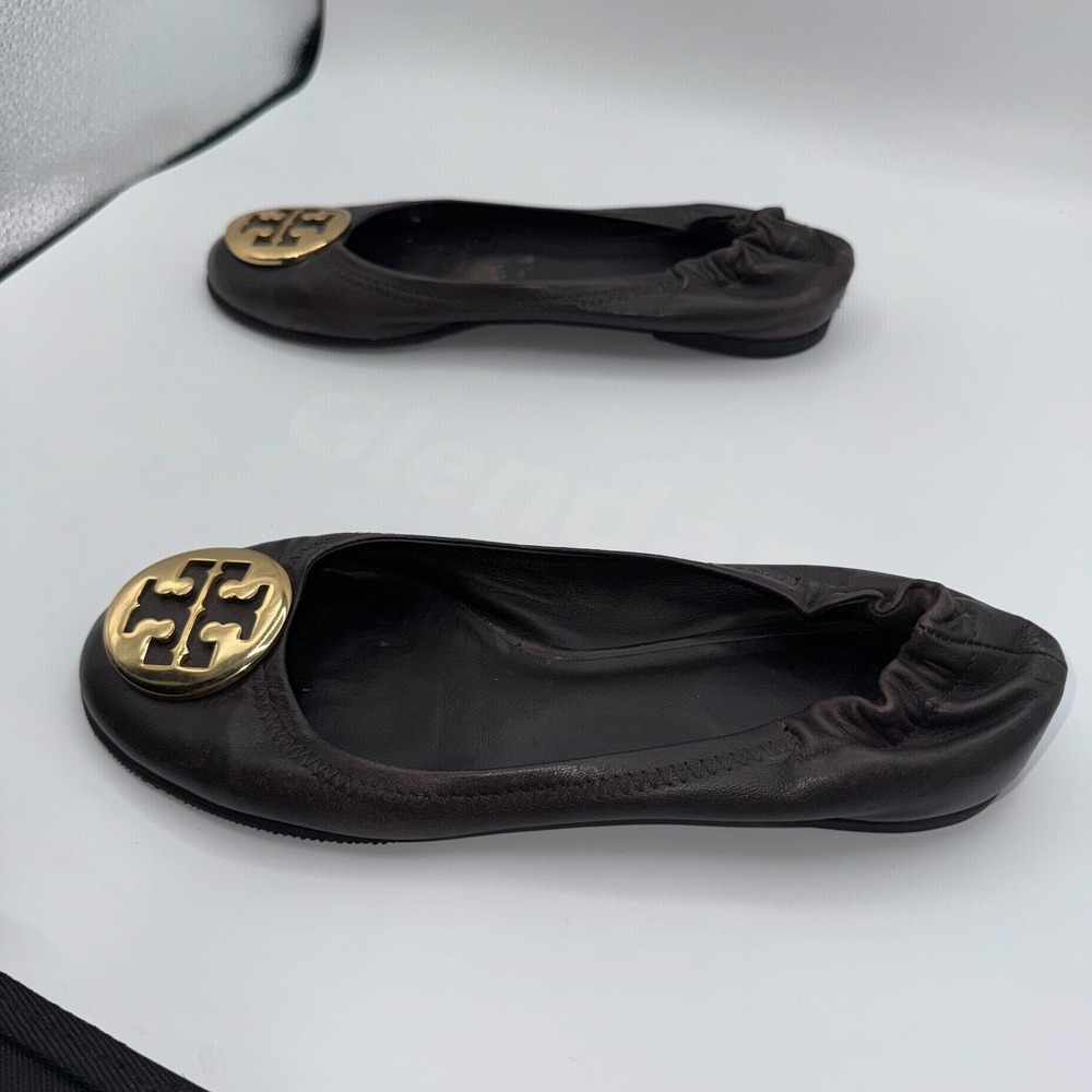 Tory Burch Reva Womens Ballet 7‎ M Black Leather Round Toe Comfort Slip On Flats - Picture 10 of 11